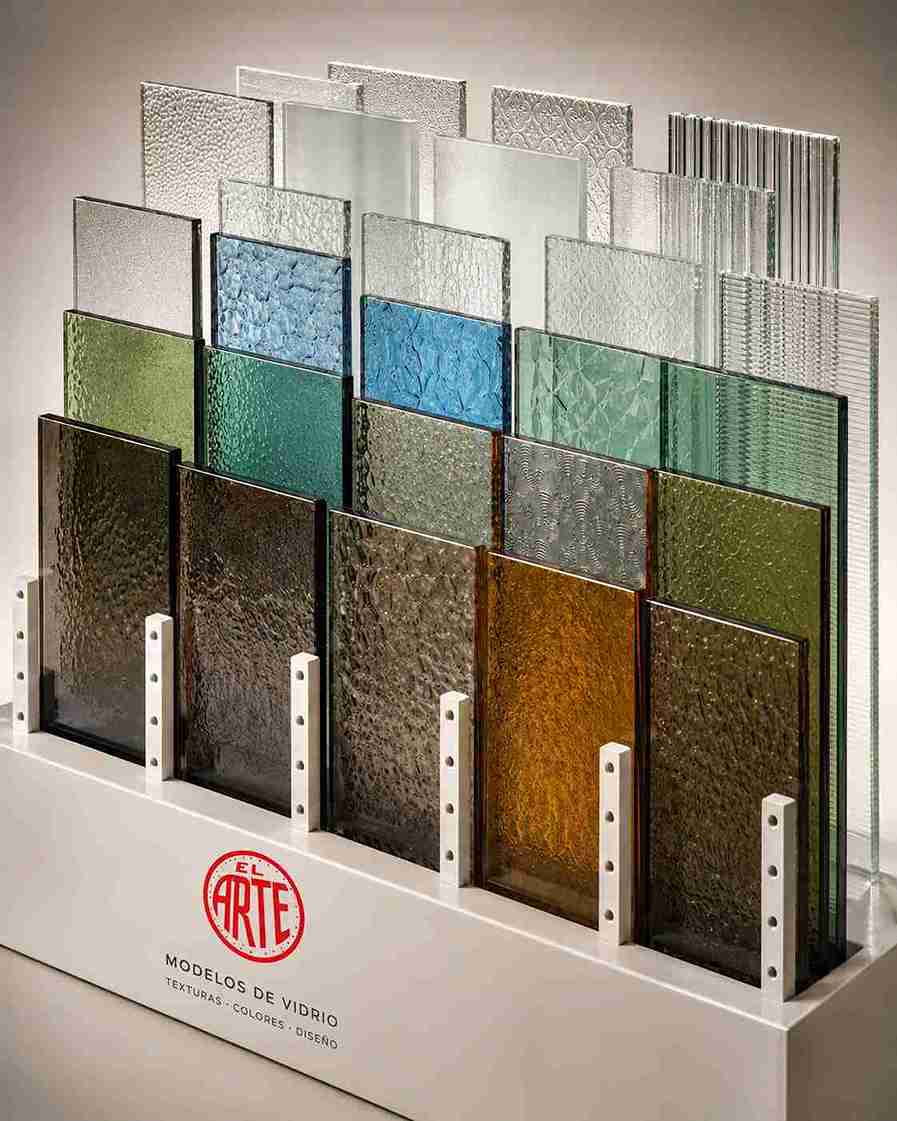 Modelos de vidrio texturizado de colores para vitrinas ventanas y mamparas EL ARTE